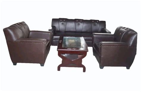 Wooden 5 Seater Brown Rexin Sofa Set With Mdf Center Table At Rs 12000