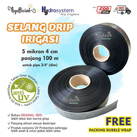 Jual Selang Drip Irigasi Pertanian 5 Mikron 4 Cm 100 Meter Pipa 3 4