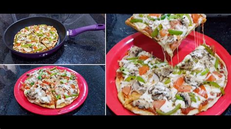 Best Ever Homemade Veg Pizza In Pan Tawa No Oven No Yeast Easy Recipe Youtube