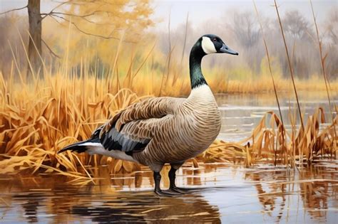 Premium AI Image | A Canadian Goose in Its Natural Habitat Generative By Ai