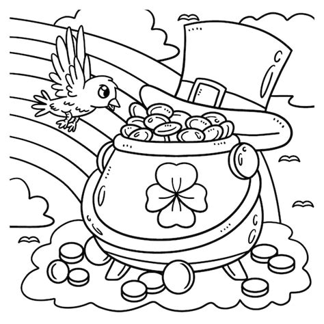 Coloring Pages Rainbow Pot Of Gold