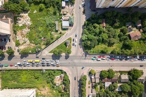 Premium Photo Top Down Aerial View Of Busy Street Intersection With