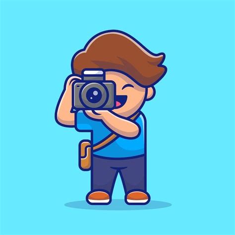 Ilustración de dibujos animados lindo fotógrafo Concepto de icono de