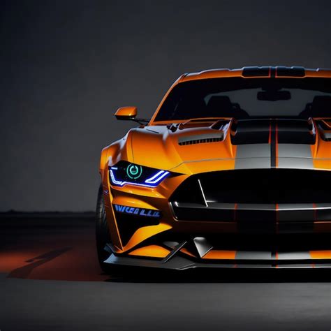 Premium Photo A Orange And Black Ford Mustang With The Word Ford On