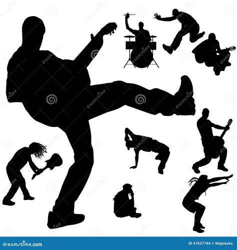 Vector Silhouette Of The Band Stock Vector Illustration Of Play