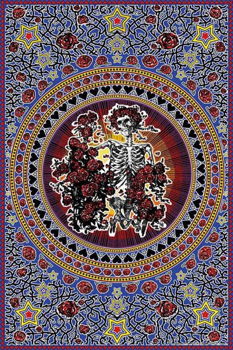 Grateful Dead Skull And Roses Tapestry Wall Hanging