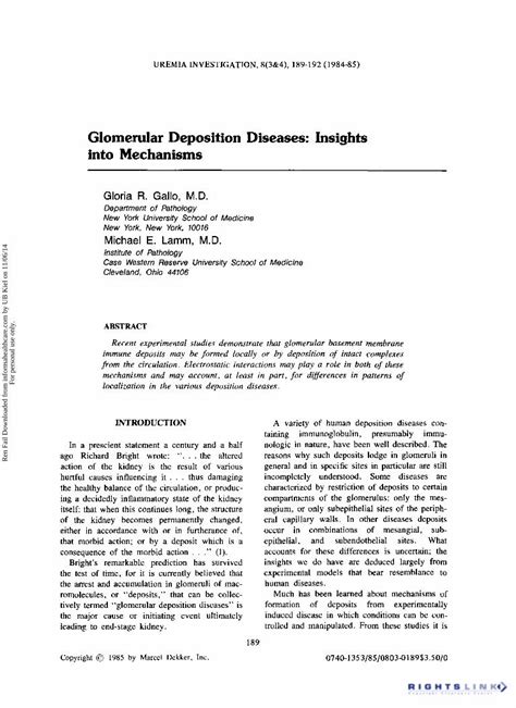 Pdf Glomerular Deposition Diseases Insights Into Mechanisms