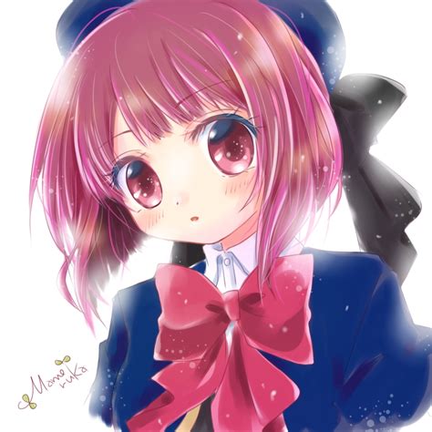 Safebooru 1girl Arima Kana Artist Name Beret Black Ribbon Black Vest Blue Headwear Blue Jacket