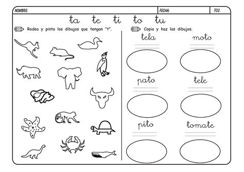 Lectoescritura Letra T Fichas Escritura Infantil