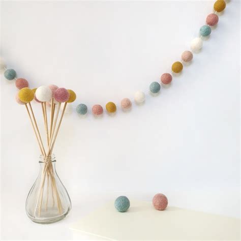 Bloom Pastel Pom Pom Garland Felt Ball Nursery Decor Etsy