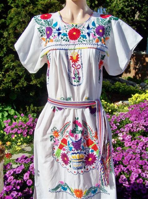 Mexican Dress White Mexican Dress Embroidered Dress Mexican Cotton