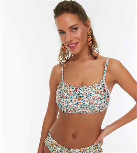 Buy Trendyol Floral Print Bandeau Bikini Top In Multiple Colors