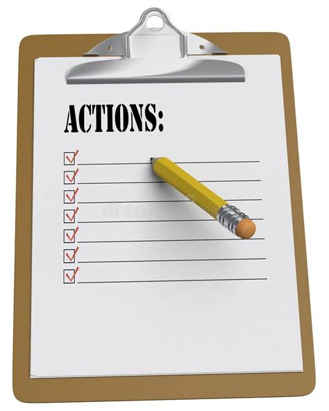 Clipboard With Actions List And Stubby Pencil Stock Illustration