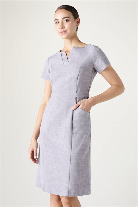 Linen Blend V Neck Dress Sj