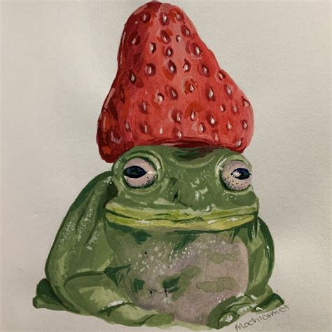 Strawberry Froggie🐸🍓 Frog Art Frog Drawing Canvas Drawings