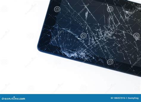 Photos Of Cracked Display On A Tablet Isolated On White Tablet With