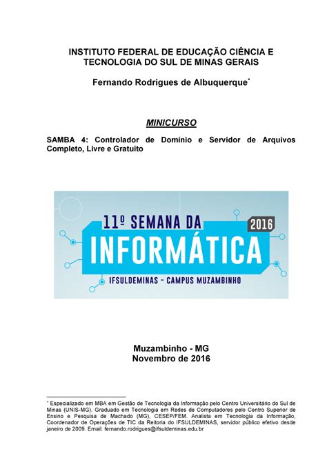 Samba Linux Instituto Federal De Educao Ci Ncia E