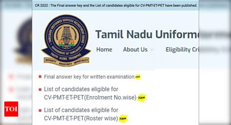 Tnusrb Constable Result Announced At Tnusrb Tn Gov In Times Of India