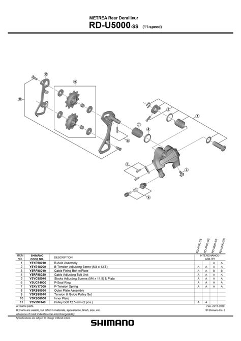 Shimano Exploded Views Metrea