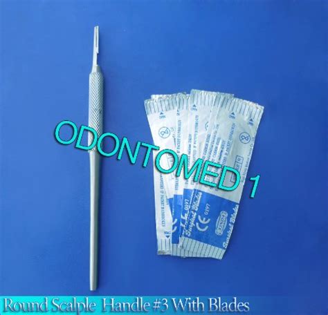 Stainless Steel Round Scalpel Handle 3 5 Sterile Surgical Blades 11