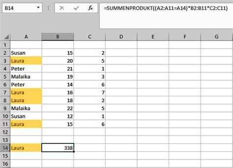 SUMMENPRODUKT Funktion in Excel einfach am Beispiel erklärt IONOS