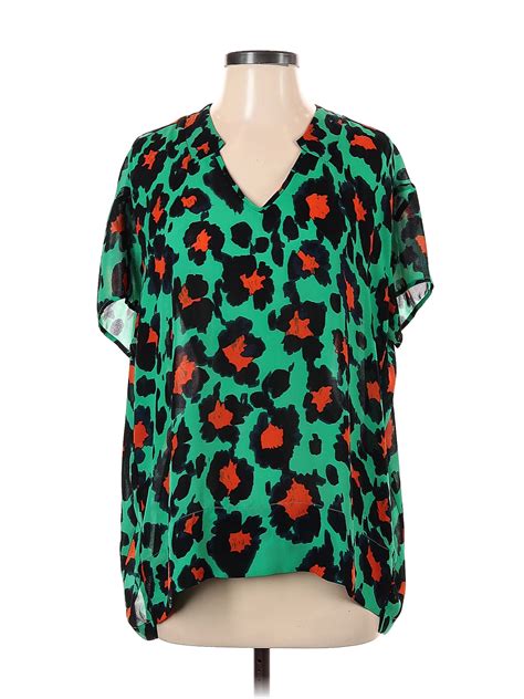 Cabi 100 Polyester Floral Green Short Sleeve Blouse Size Xs 47 Off