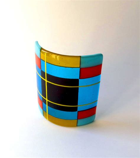 Contemporary Checked Mondrian Style Fused Glass Candle Screen By Cmglassdesigns On Etsy Candle