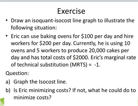 Solved Exercise- ﻿Draw an isoquant-isocost line graph to | Chegg.com