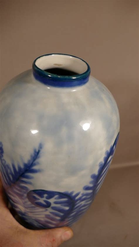 Camille Tharaud Grand Vase Art D Co Foug Res Bleues En Porcelaine D