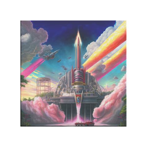 Retro Futuristic Synthwave Rocket Concept Art Midjourney AI Painting