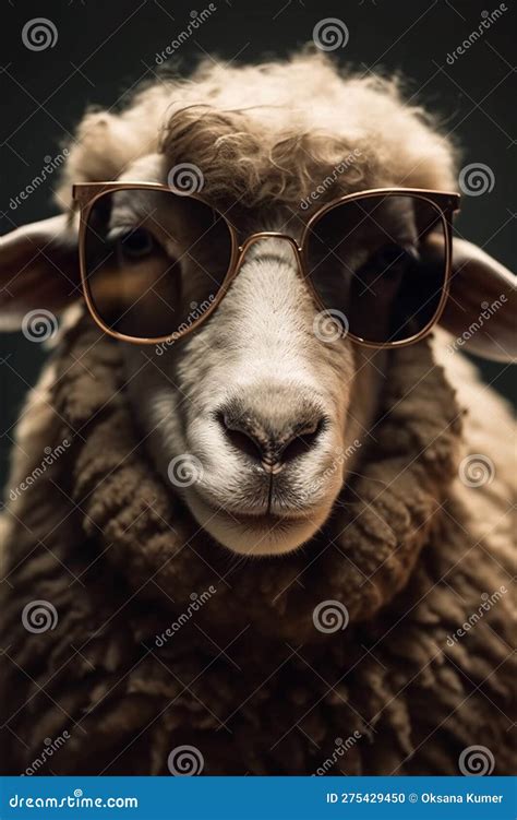 Funny Sheep Wearing Sunglasses Ai Generated Stock Illustration