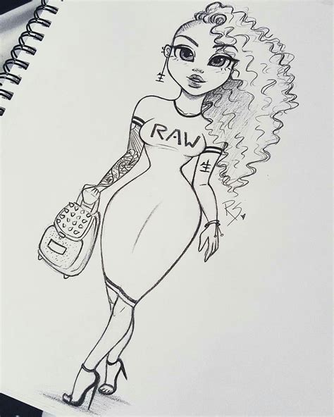 Cute Curvy Shaved Hair High Heel Girl Drawing By Christina Lorre