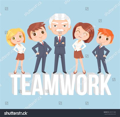 Teamwork Characters Vector Flat Cartoon Illustration Stock Vector ...