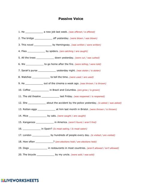 Passive Voice Online Pdf Exercise Gramática Del Inglés Actividades