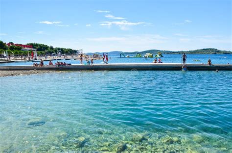 The Vodice beach, Croatia editorial photography. Image of holidaymakers - 139630532