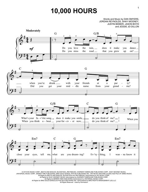 Hours By Dan Shay Justin Bieber Sheet Music For Easy Piano