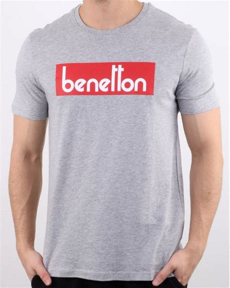 Benetton Box Logo T Shirt In Grey 80s Casual Classics