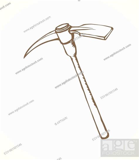 Pick Axe Icon Vector Drawing Sign Stock Vector Vector And Low Budget