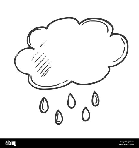 Cloud with drops, cloud, rain. Black and white illustration Stock ...