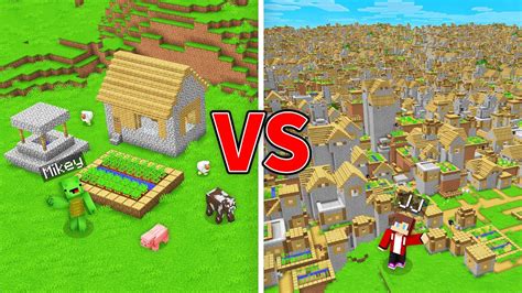 Mikey Tiny Village Vs Jj Giant Village Survival Battle In Minecraft