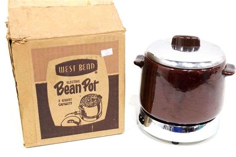 Vintage West Bend Electric Bean Pot Qt Stoneware Crock With Original