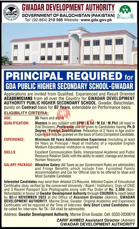 Gda Public School Gwadar Jobs Balochistan Jobs