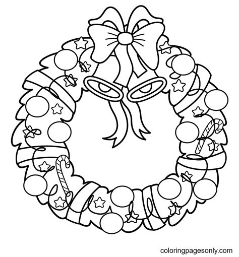 Christmas Wreath Coloring Pages Printable For Free Download