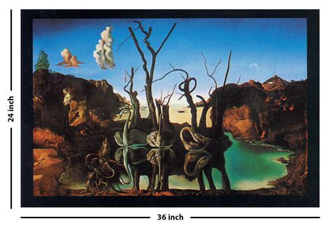 Dali - Swans Reflecting Elephants Poster - 36" x 24" - Blacklight.com