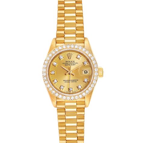 Rolex President Datejust 26mm Yellow Gold Diamond Ladies Watch 69138 Swisswatchexpo