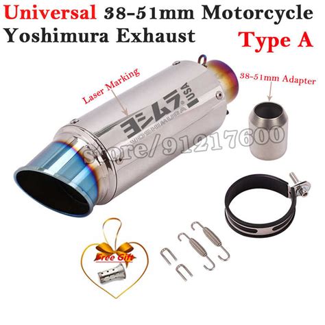 Universal Motorcycle ♧ 51mm Yoshimura Exhaust Pipe Escape Modify Moto Scooter Muffler Db Killer