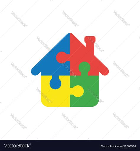 Flat design concept of house shape puzzle pieces Vector Image