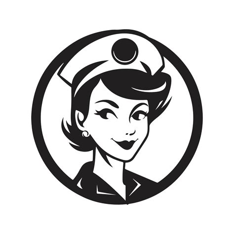 nurse, logo concept black and white color, hand drawn illustration 22209360 Vector Art at Vecteezy