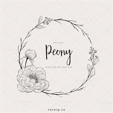 Peony Wreath Clipart Flower Frame Png Circle Floral Border Etsy Uk