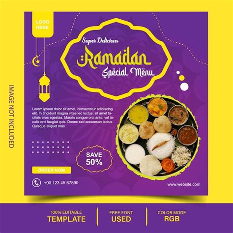 Un Cartel Morado Y Amarillo Para El Sitio Web Bennar Del Men De Comida